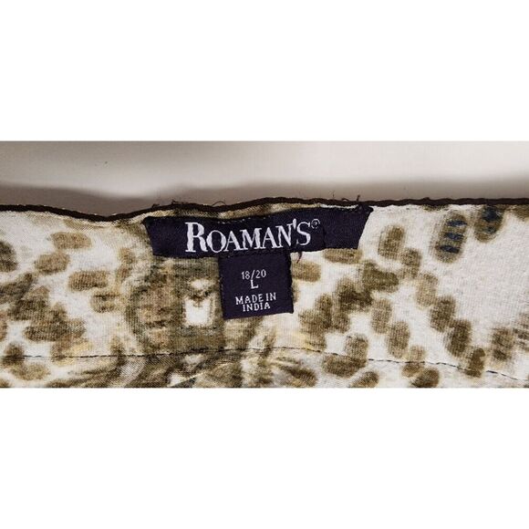 Roaman's Womens Multi-Brown Plus Size L 18/20 Flowy Swing 3/4 Blouse - Picture 8 of 8